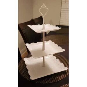 New 3 Tier Cupcake Stand, Plastic Tiered Serving Stand, Square Dessert Tray